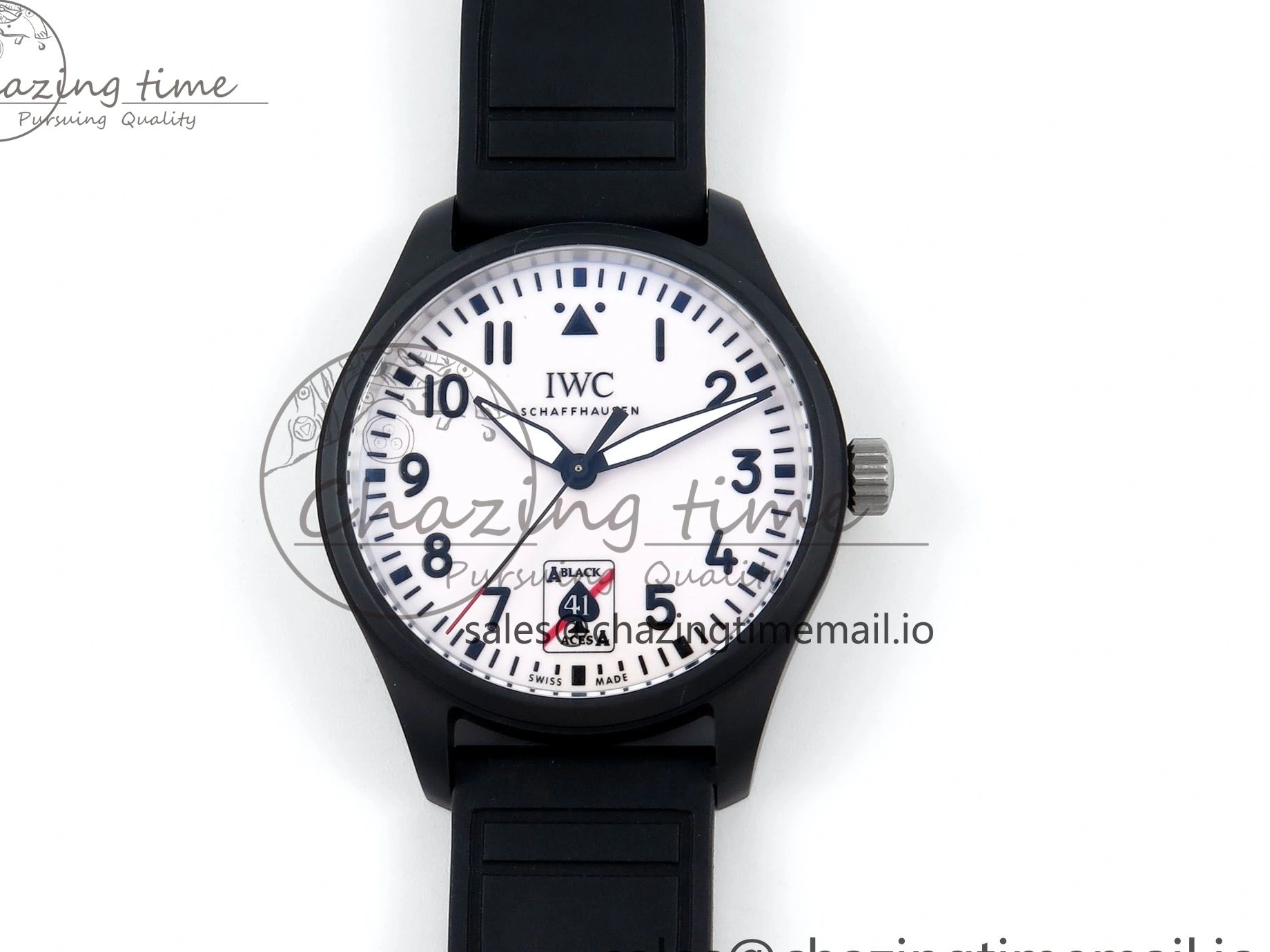 MIROTIME 0307 TravelReady Pilot IW326905 Black Aces M+F 1:1 Best Edition White Dial on Black Rubber Strap MY 7000